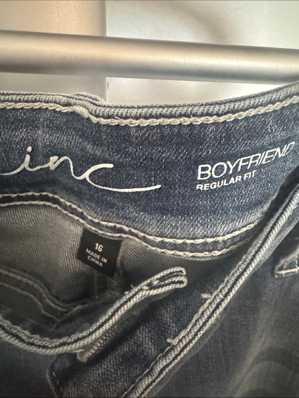 INC International Concepts Faded Blue Distressed Boyfriend Jeans - Picture 2 of 4